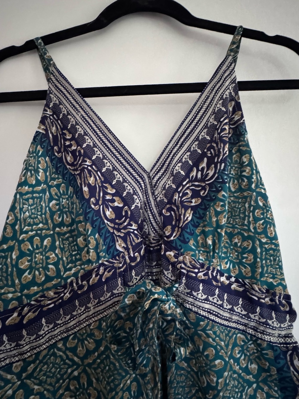 Sleeveless V-Neck Midi Dress in Teal Blue - Picture 3 of 9